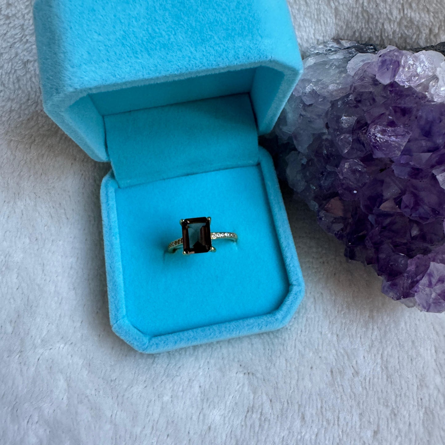 Anello con Quarzo Fumè 925