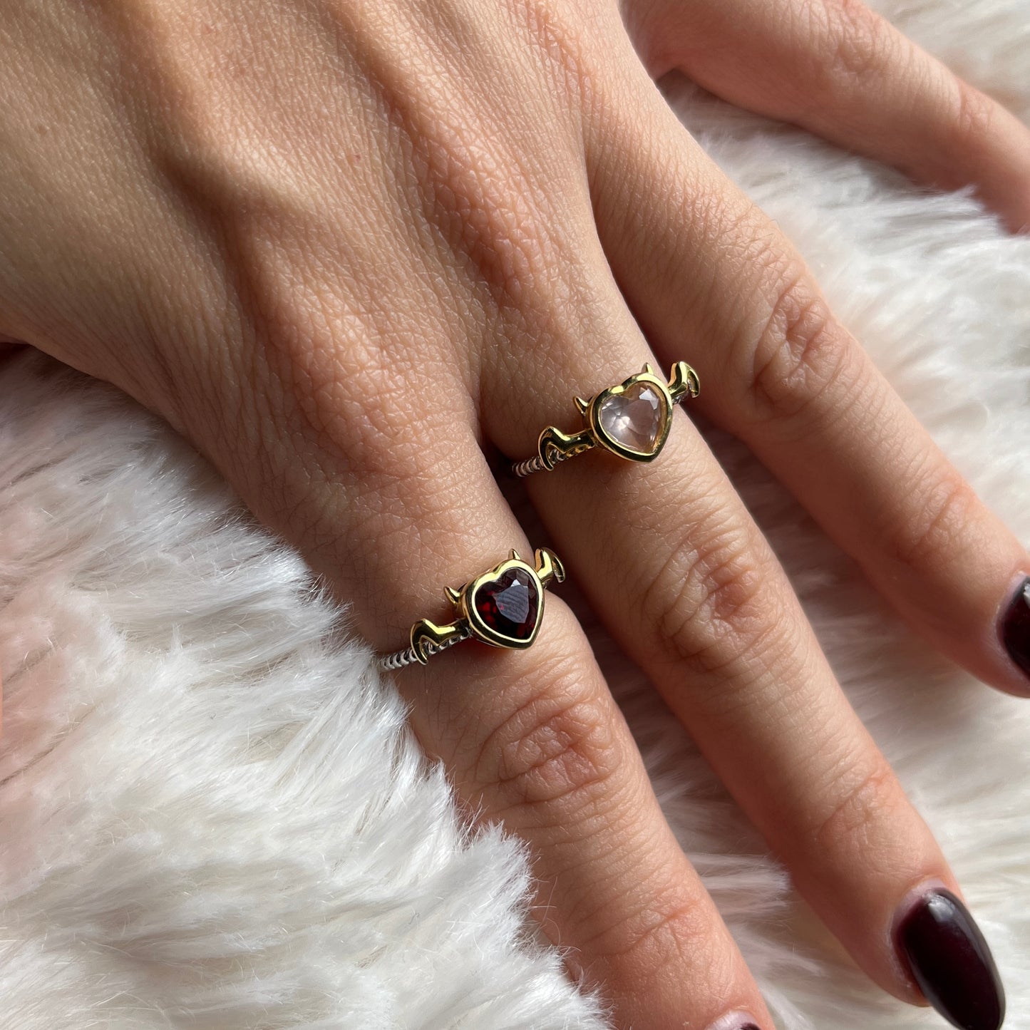 Anello con Granato o Quarzo Rosa 925