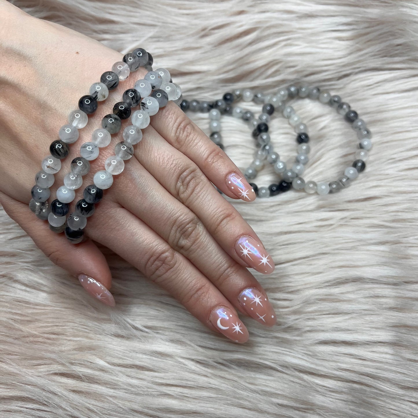 Bracciale in Quarzo Rutilato Nero