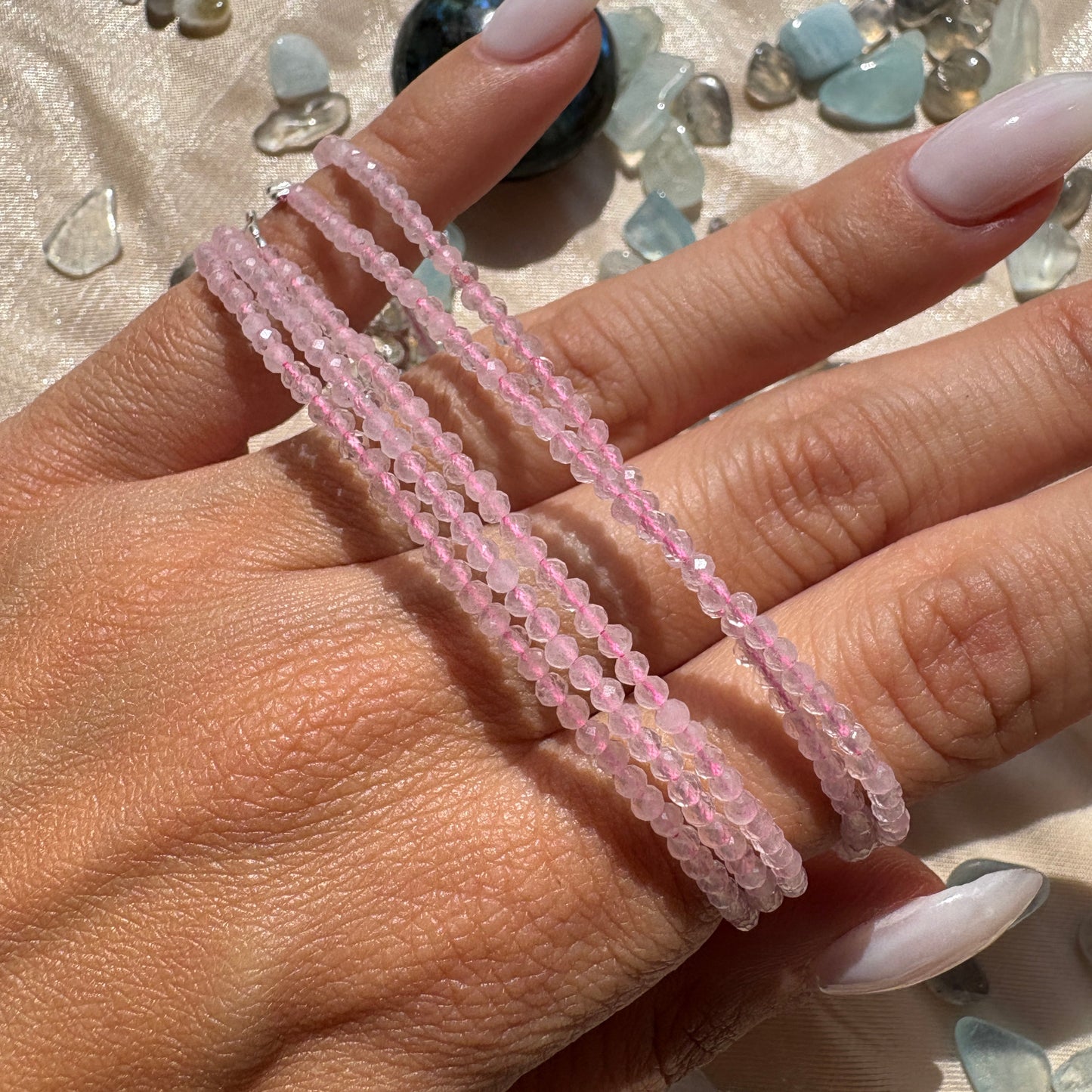 Bracciale in Quarzo Rosa 925
