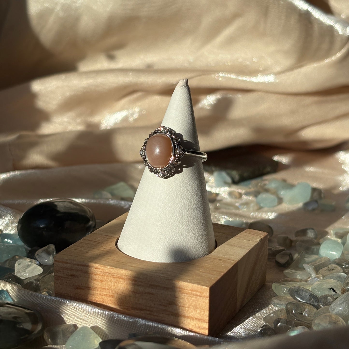 Anello con Pietra di Luna Pesca 925